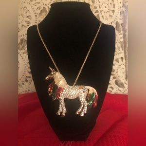 NWT Betsey Johnson Painted Unicorn Necklace